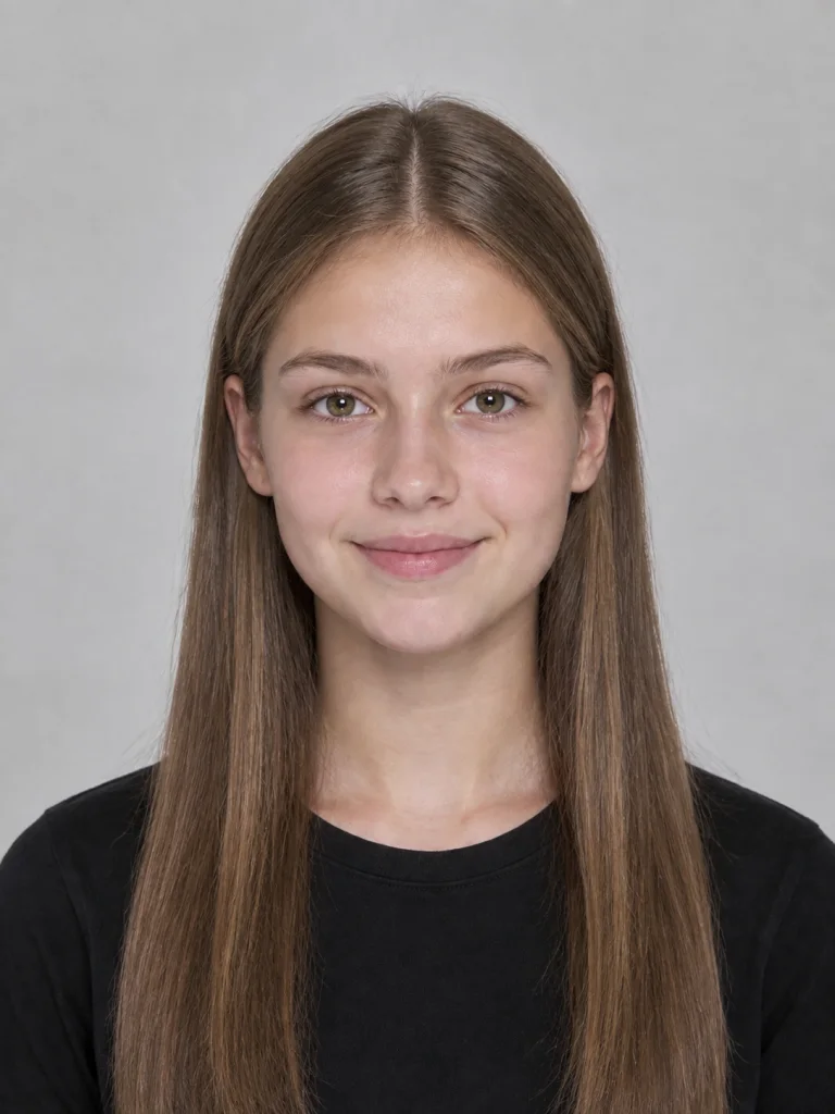 Teenagerin: glatter Mittelscheitel - lang