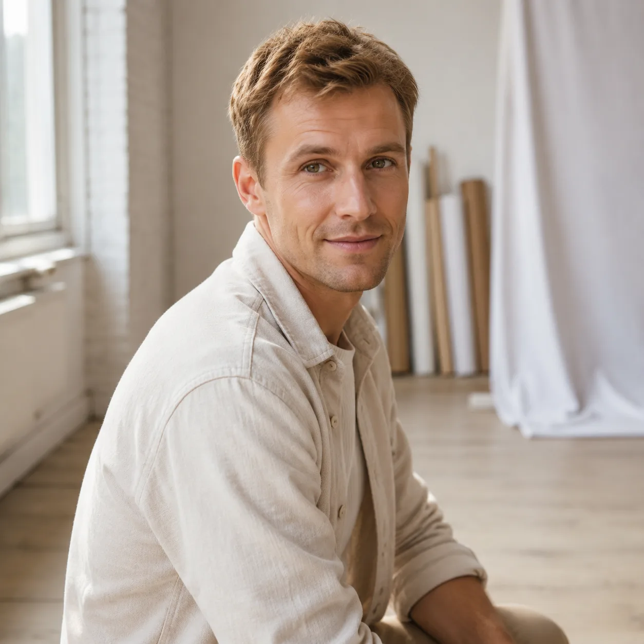 Model-Porträt im hellen Atelier