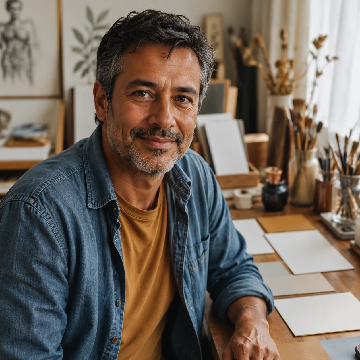 Illustratorinnenporträt im Home-Atelier