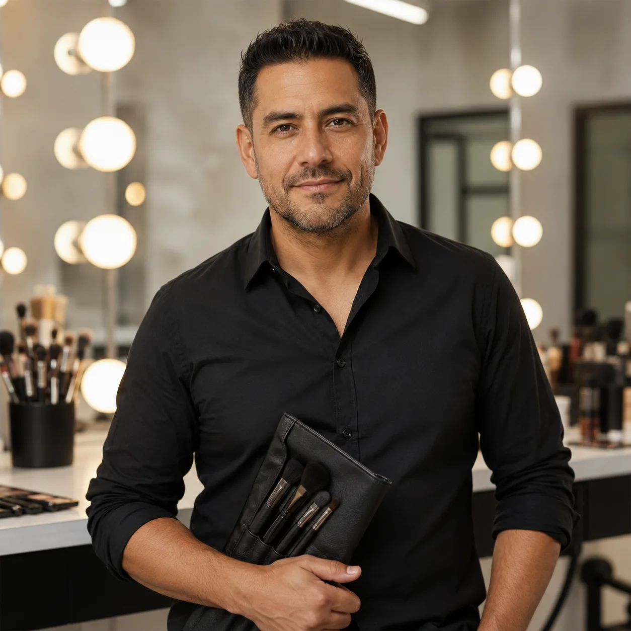 Make-up-Artist-Porträt im cleanen Studio
