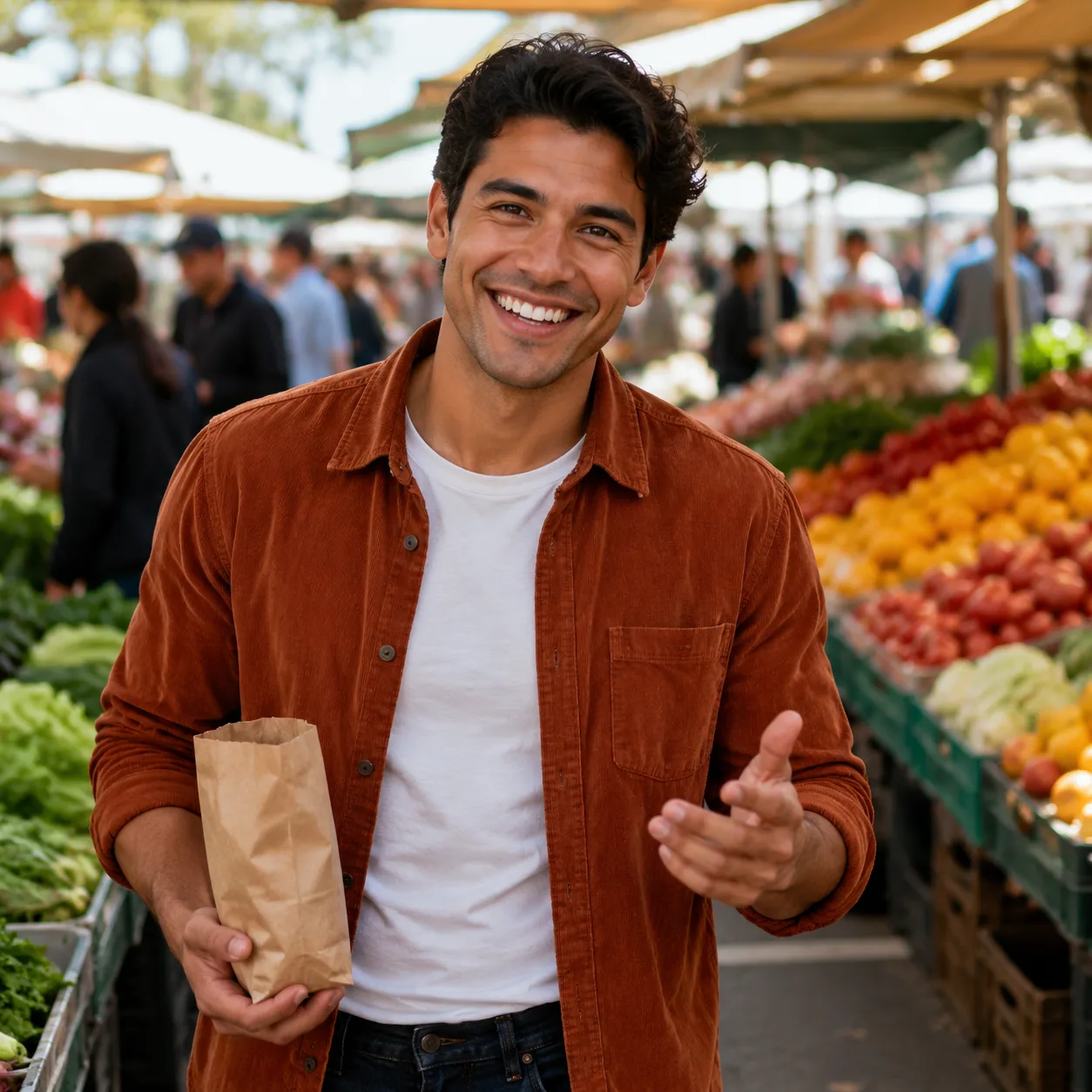 Datingfoto auf dem Wochenmarkt