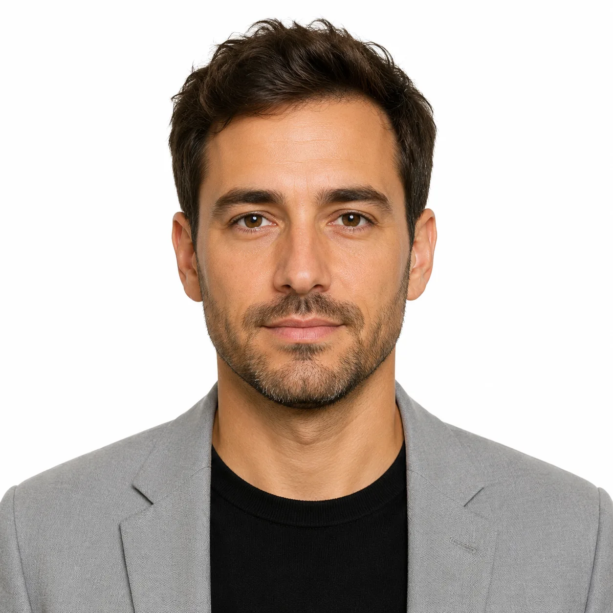 Minimalistisches Profilfoto vor weißem Hintergrund