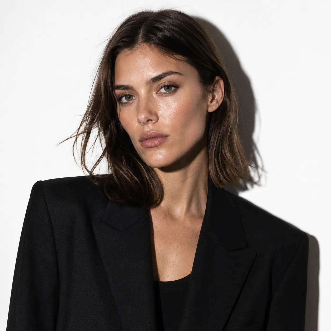 Fashion-Editorial im Studio mit starkem Blitz