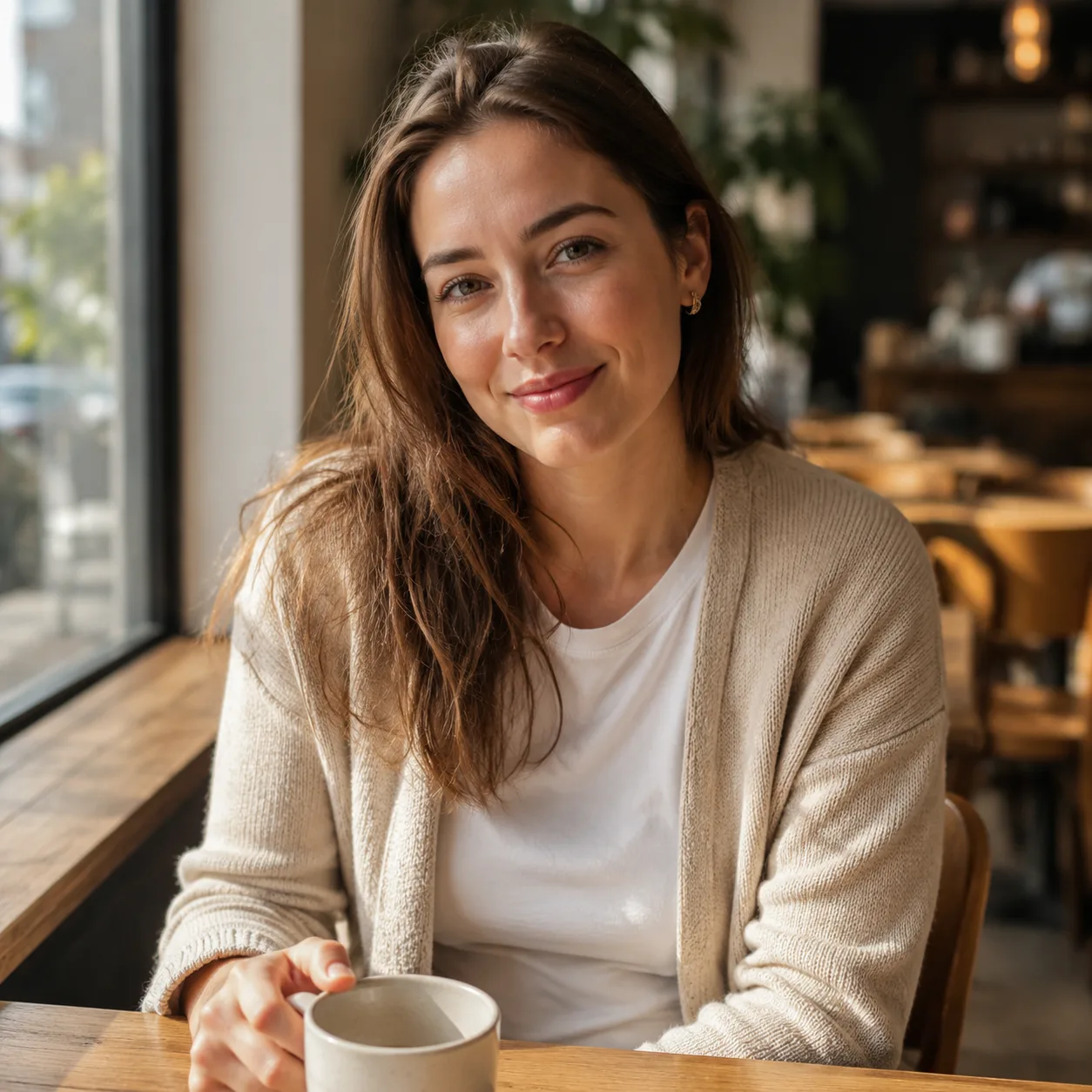 Porträt im morgendlichen Café