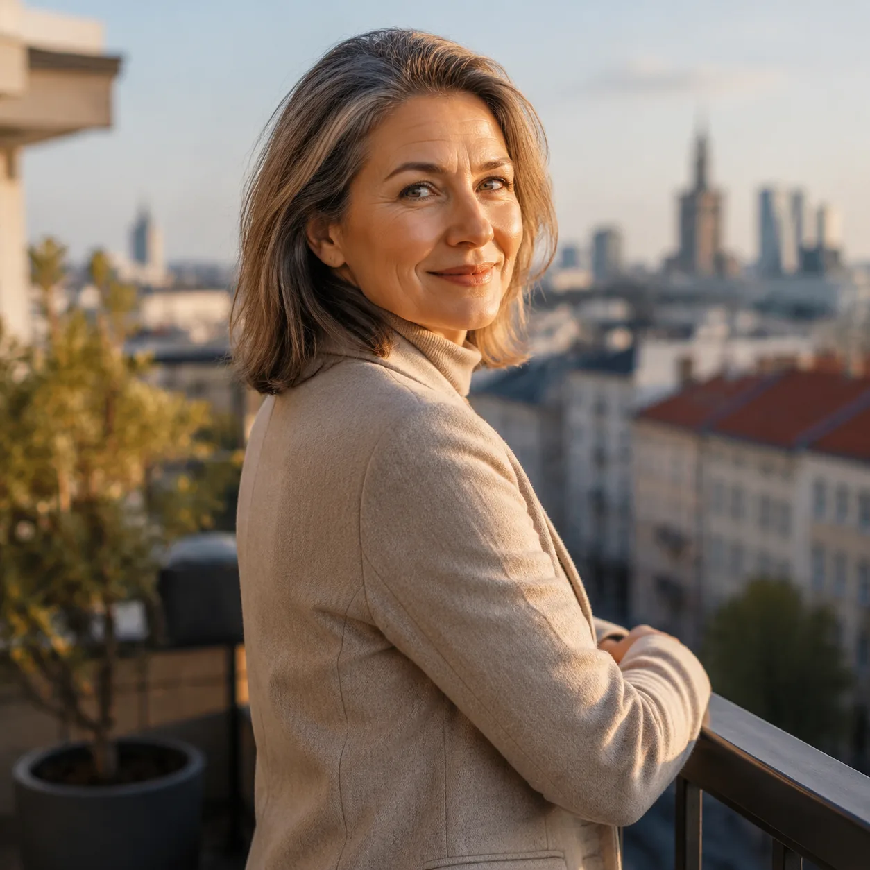 Porträt auf einem Stadtbalkon