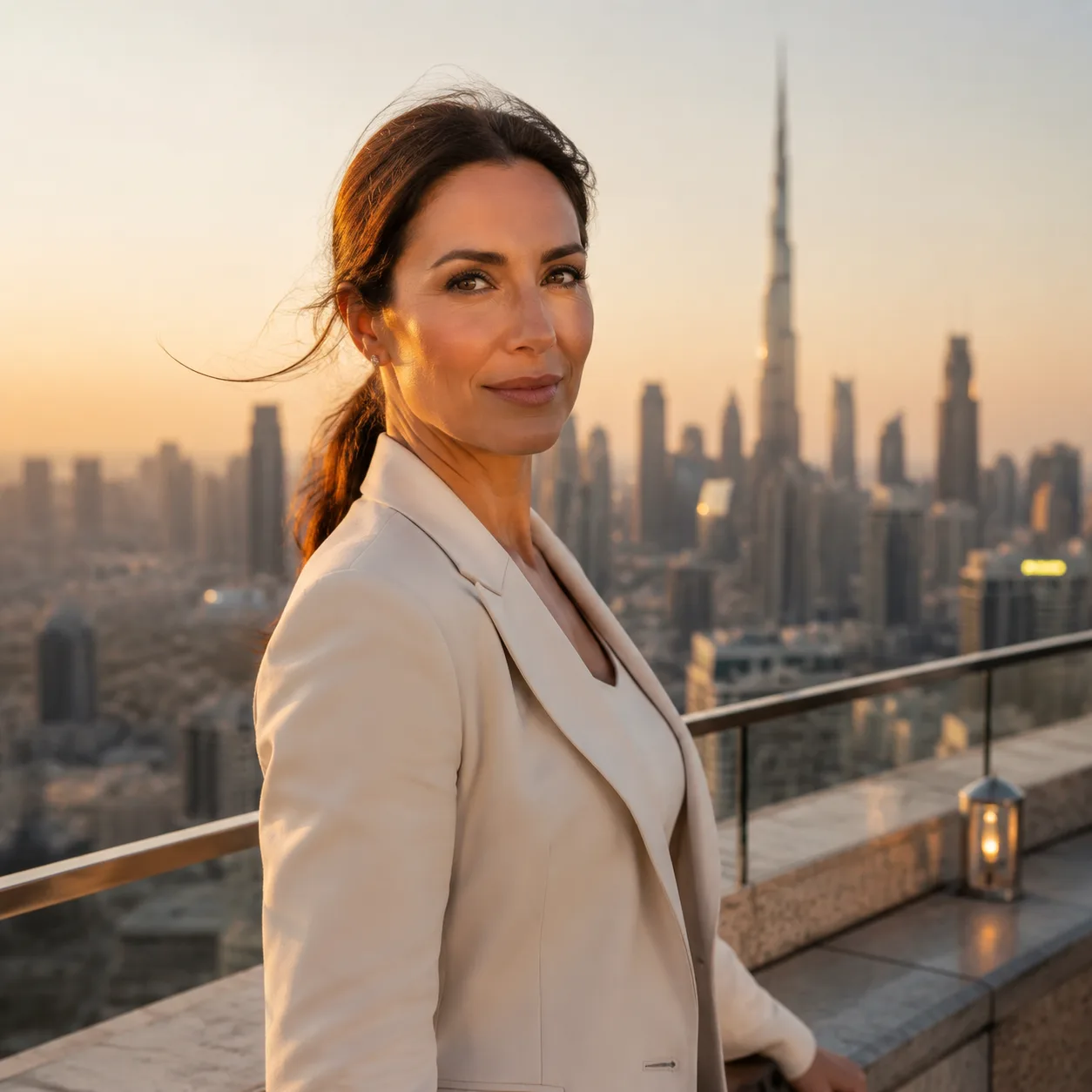 Dubai-Porträt auf einer Dachterrasse