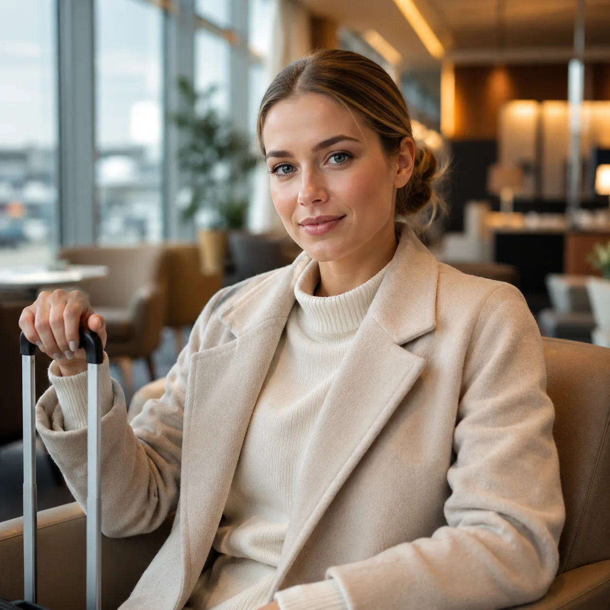 Porträt in einer Flughafen-Lounge