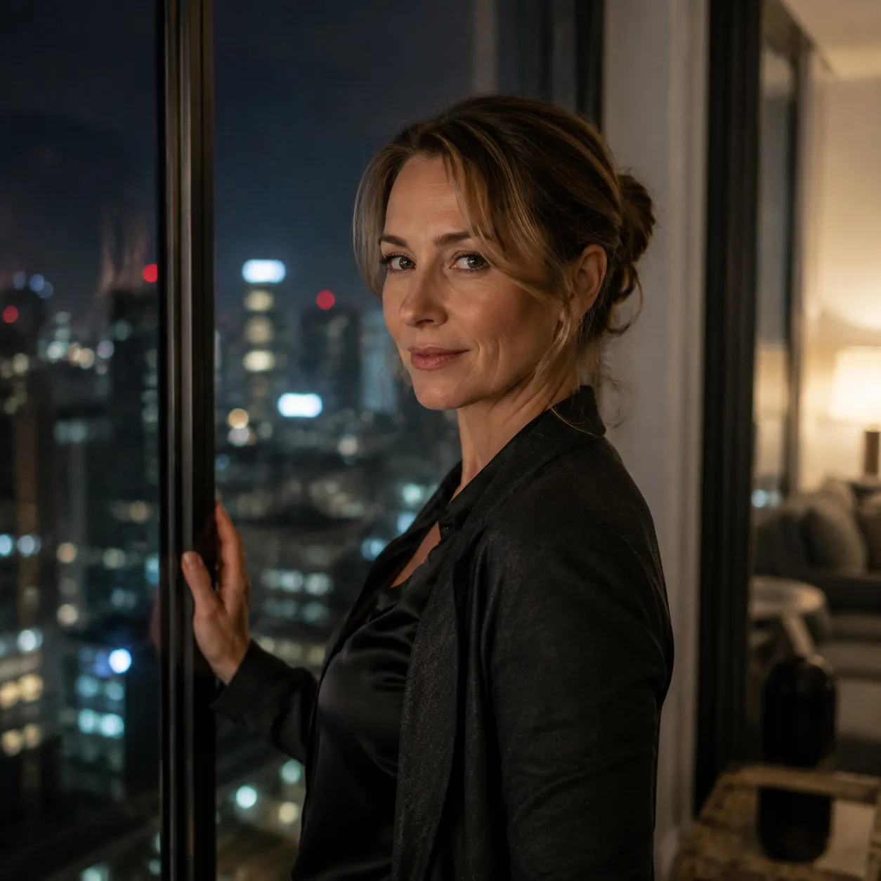 High-Rise-Porträt bei Nacht