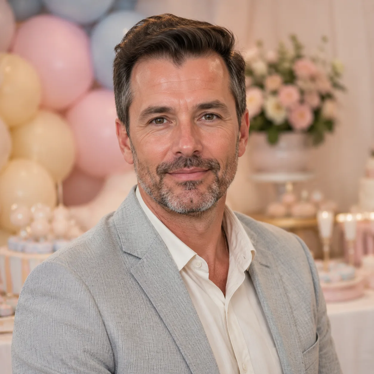 Baby-Shower-Porträt mit Pastelldekoration