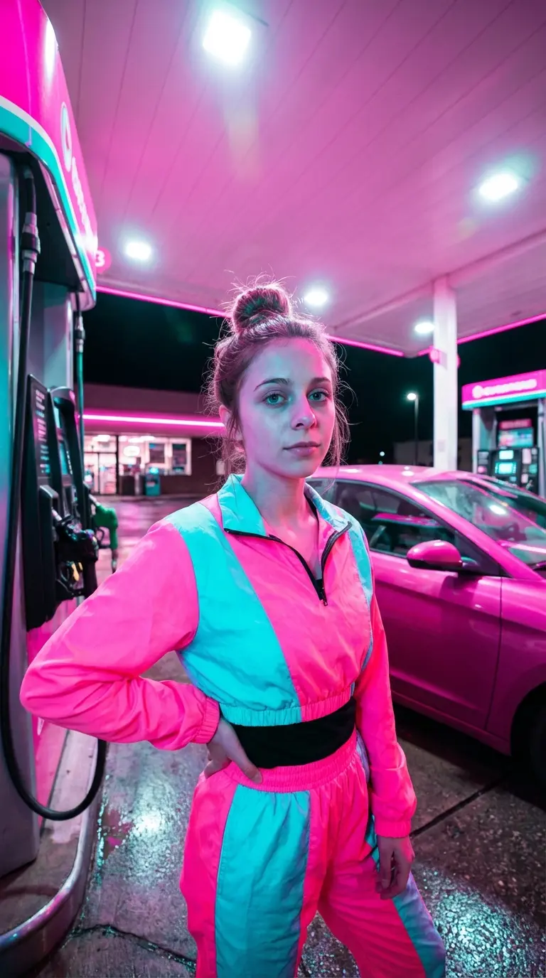 Neon-Auto-Mädchen